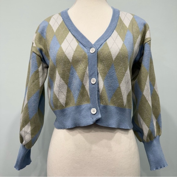 Cider Diamond Lattice Wool Cardigan Size Medium - Picture 6 of 8